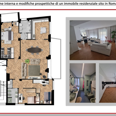Ristrutturazione interna e modifiche prospettiche di un immobile residenziale a Roma