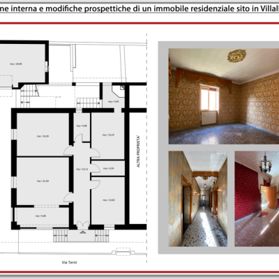 Ristrutturazione interna e modifiche prospettiche di un immobile residenziale a Villalba (RM)